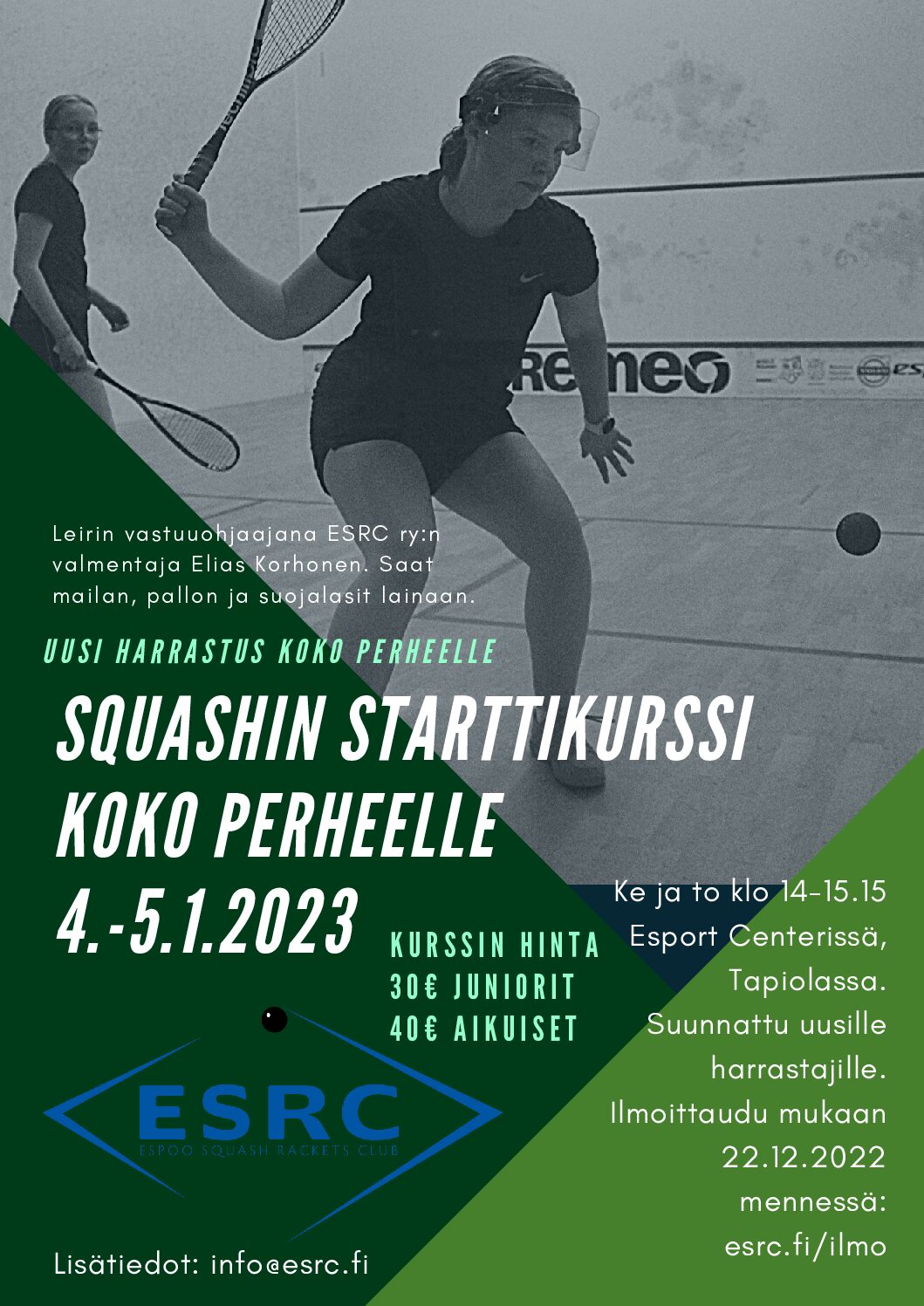 You are currently viewing Koko perheen squashkurssi joululomalla 4.-5.1.2023